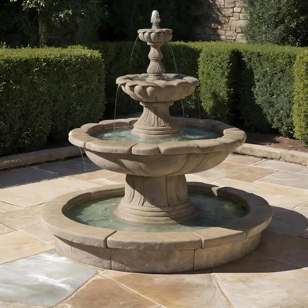 Stone fountain in the garden